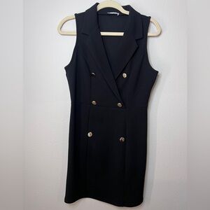 Revamped Black Double-Breasted Mini Dress